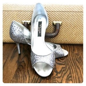 Nina pewter d’orsay heel size 7M